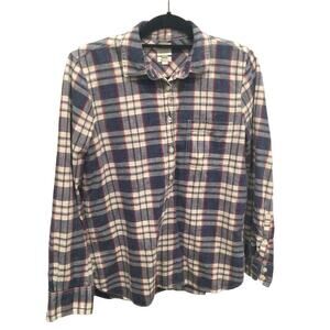 J.Crew popover shirt womens S blue plaid boy fit gorpcore preppy classic fall
